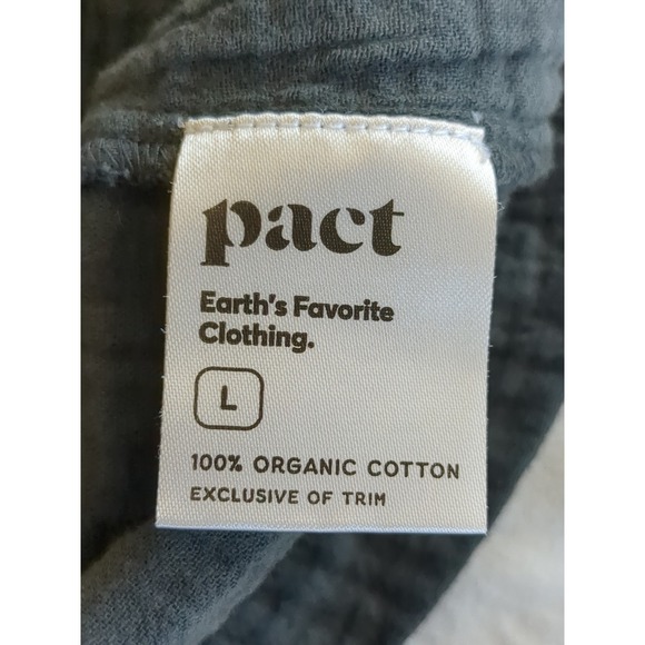 Pact Coastal Double Gauze Midi Dress Tie Front Size Large Charcoal Gray Sz Large - Picture 9 of 10